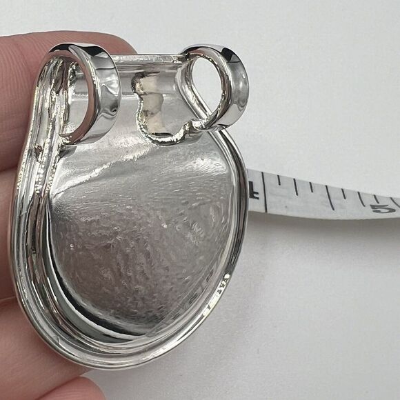Vintage Clip On Earrings And Pendant Chunky Thumb Print Style Silver Plated BEST - Picture 11 of 11